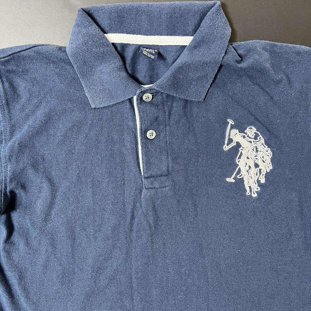 Vintage US Polo Assn Polo Shirt Youth L Blue Preppy Y2K Large Logo